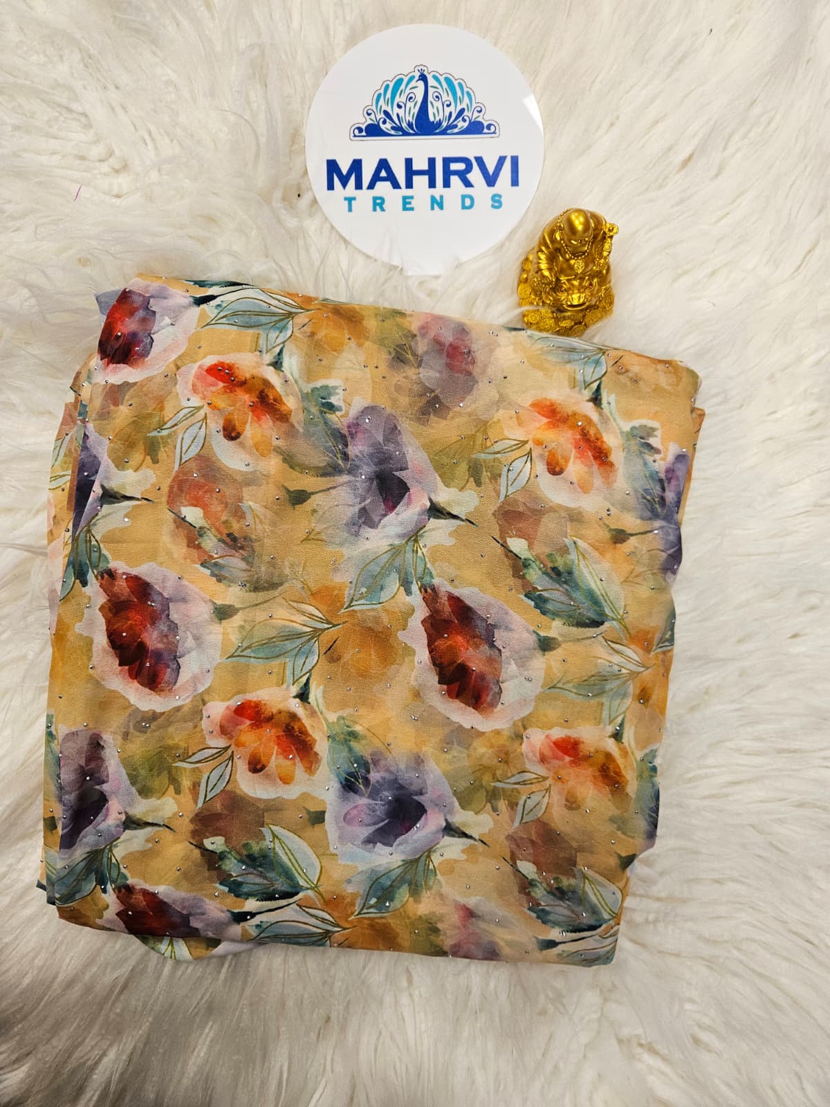 Premium Watercolor Floral Printed Fabric Soft, Elegant & Sparkling