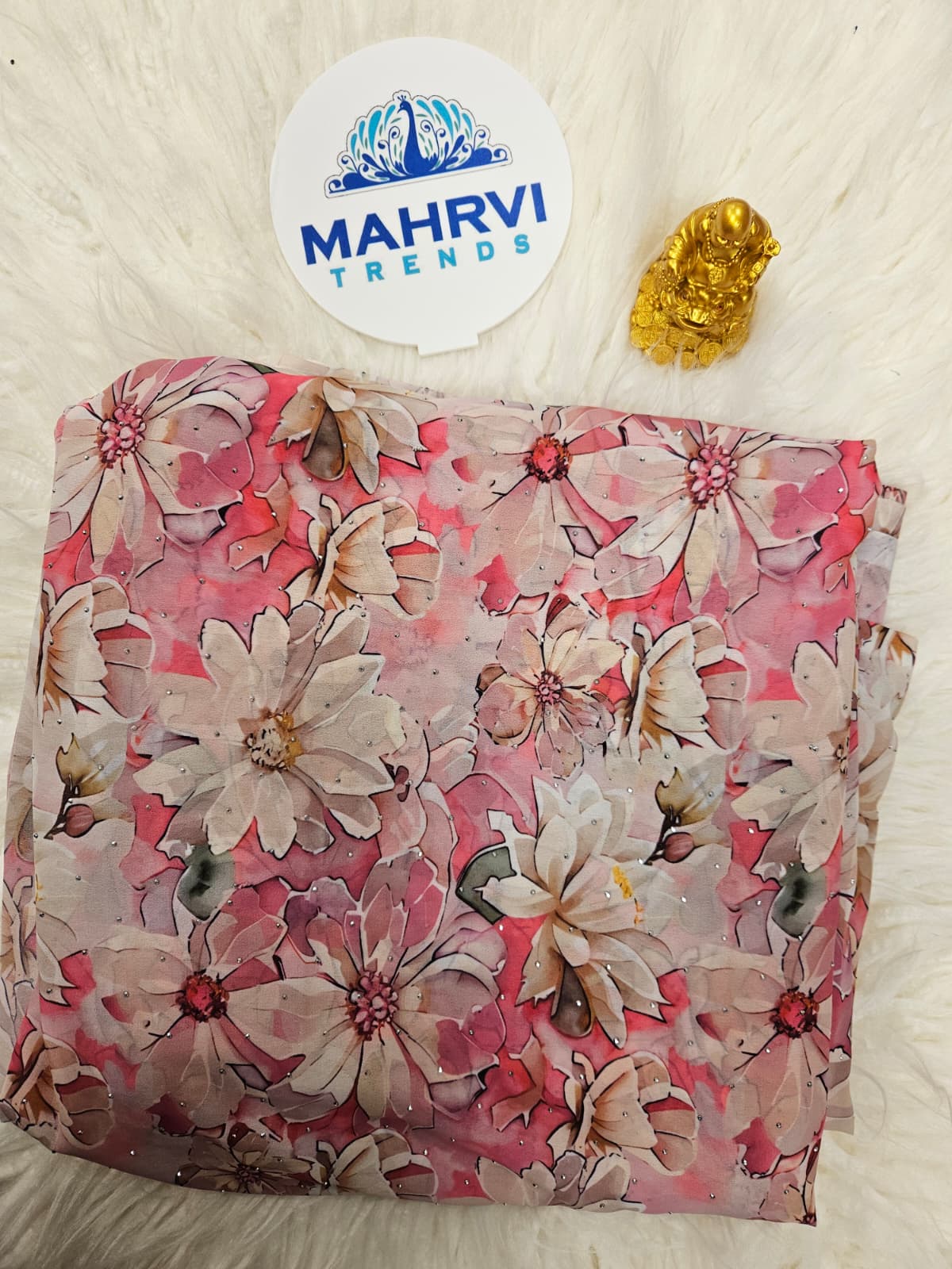 Premium Watercolor Floral Printed Fabric Soft, Elegant & Sparkling