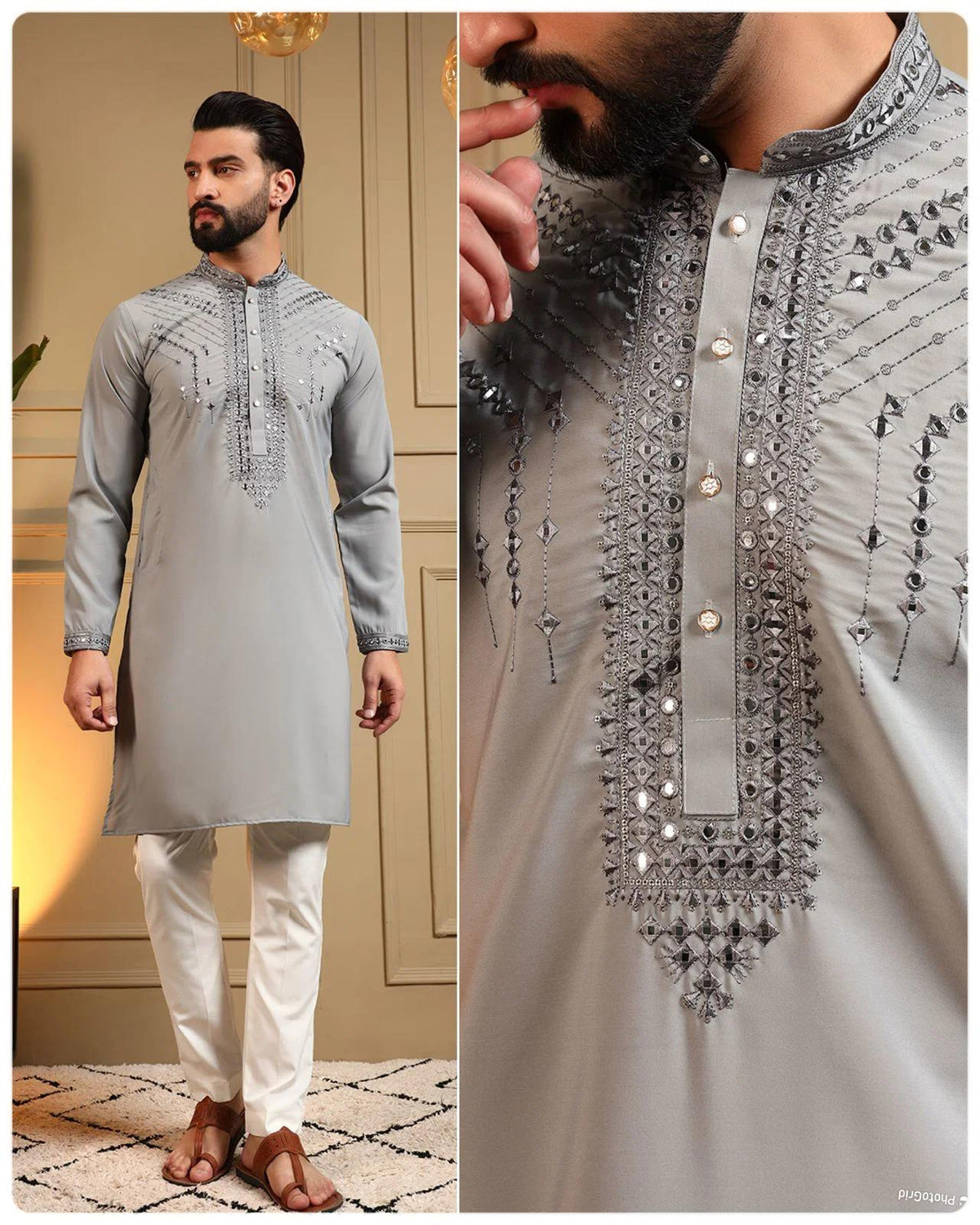 Embroidered Mirror Work Kurta