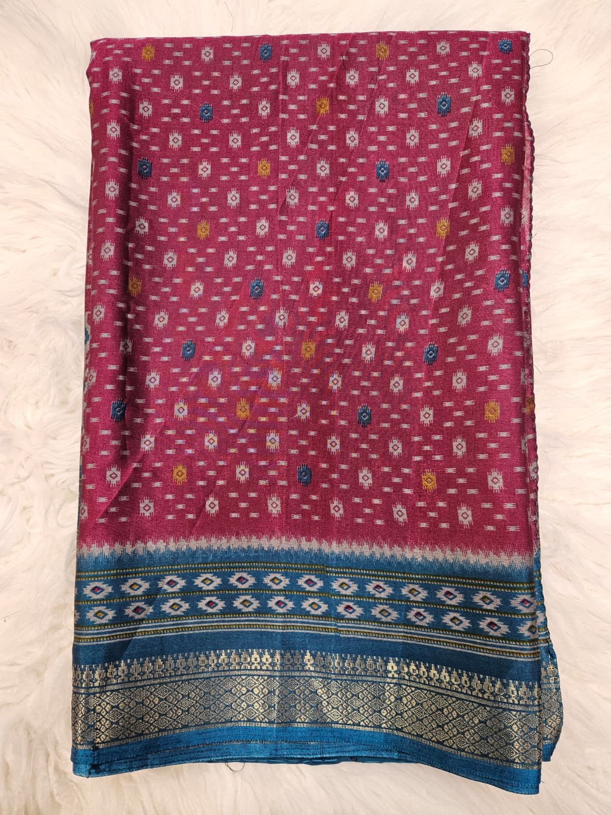 Royal Blue Designer Blouse with Maroon Banarasi Saree – Traditional Silk Saree Set