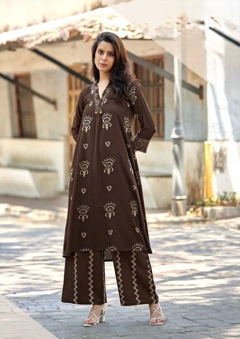 Women’s Printed Cotton Kurta Palazzo Set