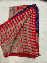 Maroon Silk Designer Blouse with Traditional Printed Saree – Classic Ethnic Saree Set