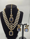 Blue Kundan Necklace Set with Earrings & Maang Tikka