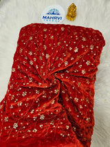 Embroidered Velvet Fabric | Sequin Floral Vine Design | Luxury Velvet for Bridal & Festive Wear