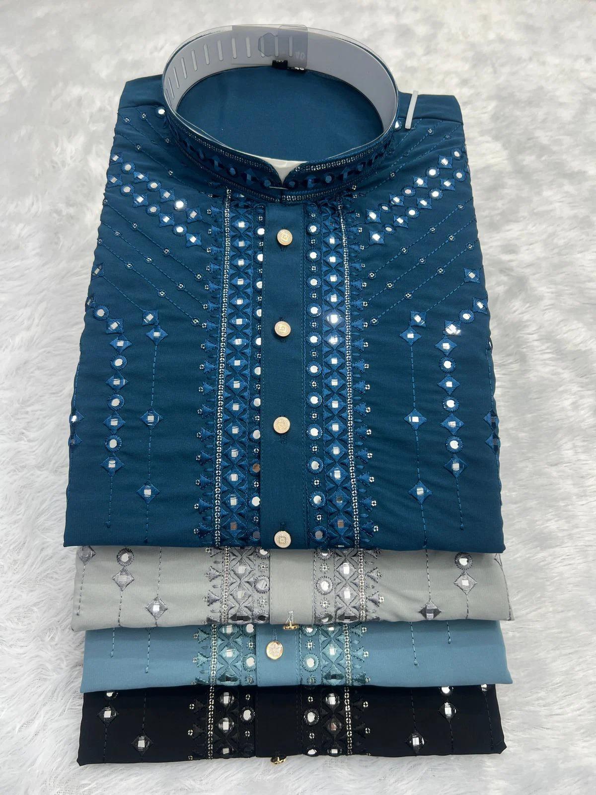 Embroidered Mirror Work Kurta