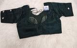 Black Embroidered Designer Blouse with Sage Green Organza Saree – Elegant Party Wear Saree Set