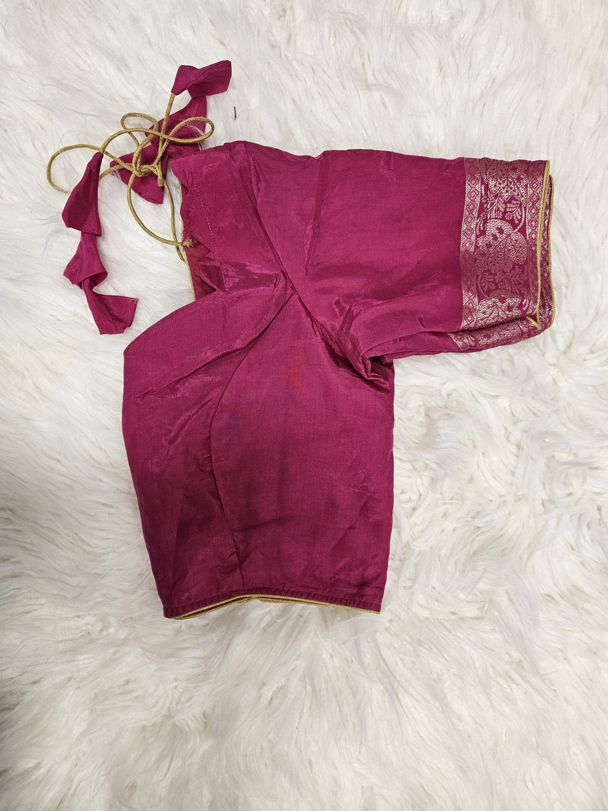 Pink Designer Blouse with Royal Purple Banarasi Saree – Elegant Festive Saree Set