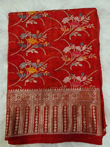 Multicolor Brocade Designer Blouse with Maroon Banarasi Saree – Traditional Silk Saree Set