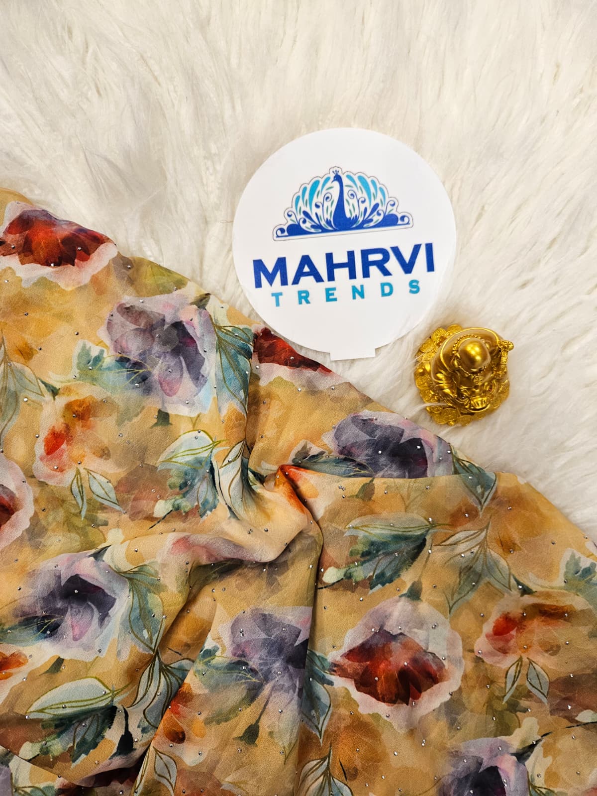 Premium Watercolor Floral Printed Fabric Soft, Elegant & Sparkling