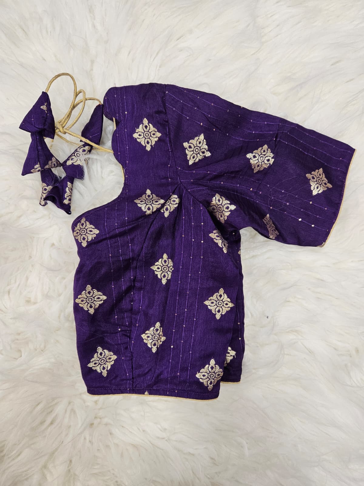 Royal Purple Designer Blouse with Pink Banarasi Saree – Traditional Silk Saree Set