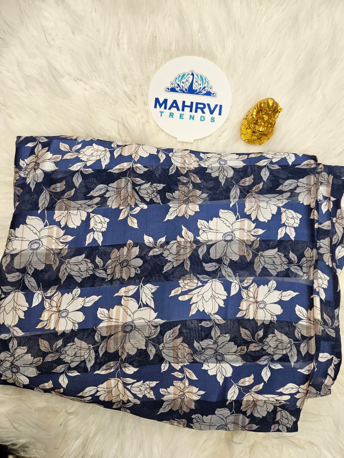 Elegant Floral Stripe Fabric | Soft, Lightweight & Gracefully Flowing