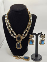Blue Kundan Necklace Set with Earrings