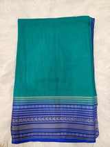 Royal Blue Designer Blouse with Green Banarasi Saree – Traditional Silk Saree Set