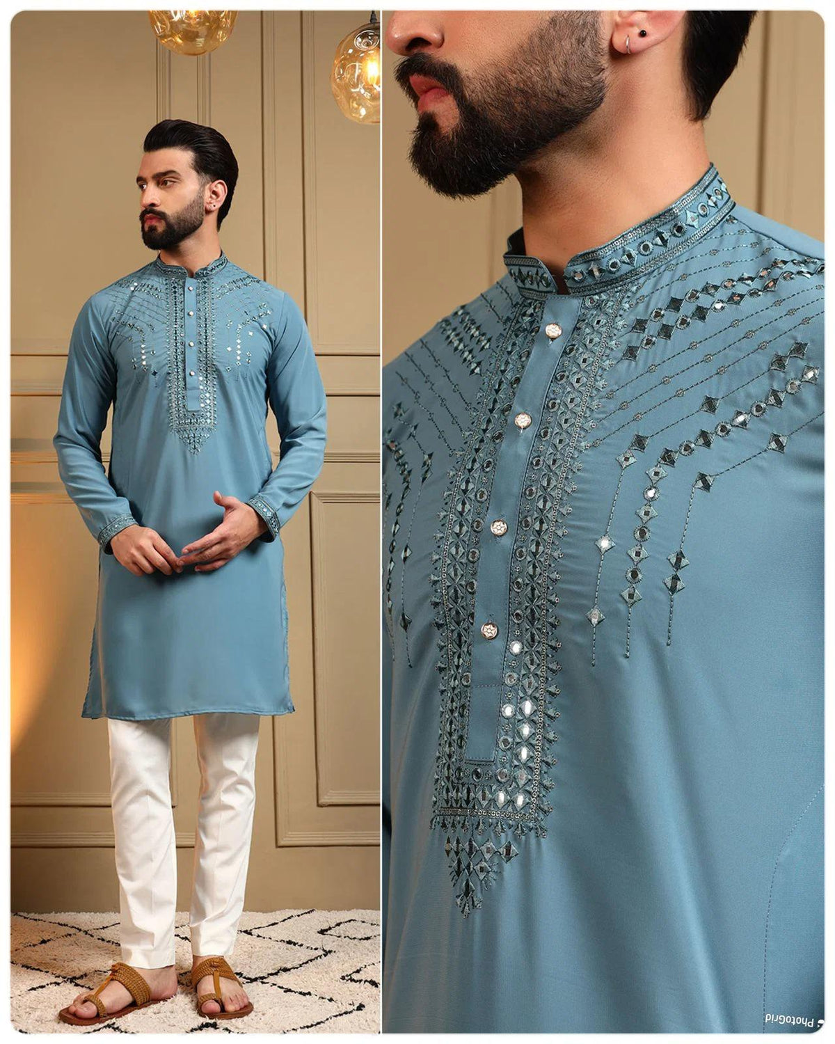 Embroidered Mirror Work Kurta