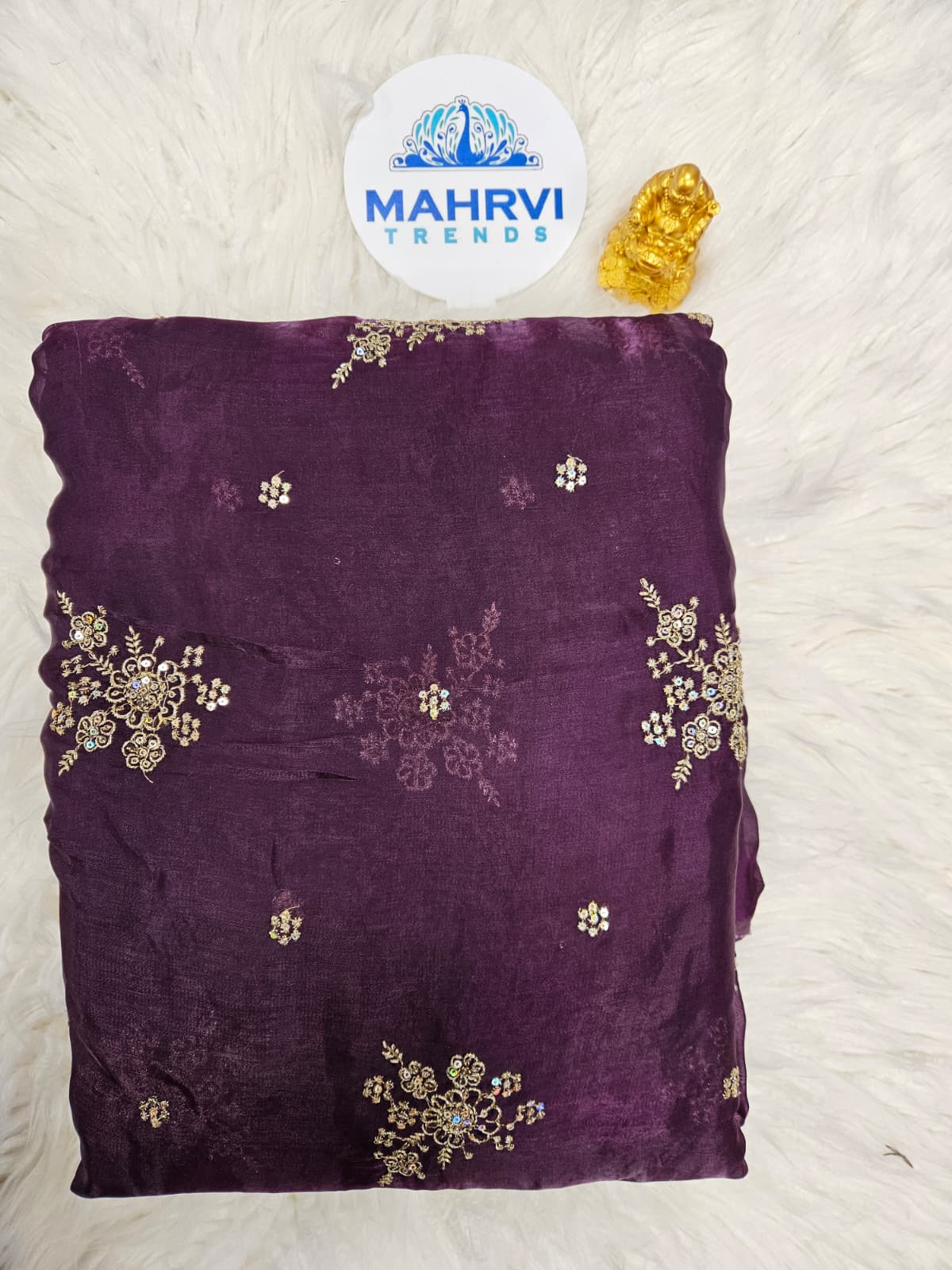 Embroidered Organza Fabric | Floral Sequin Embroidery | Lightweight & Elegant