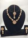 Peach Kundan Necklace Set with Earrings & Maang Tikka