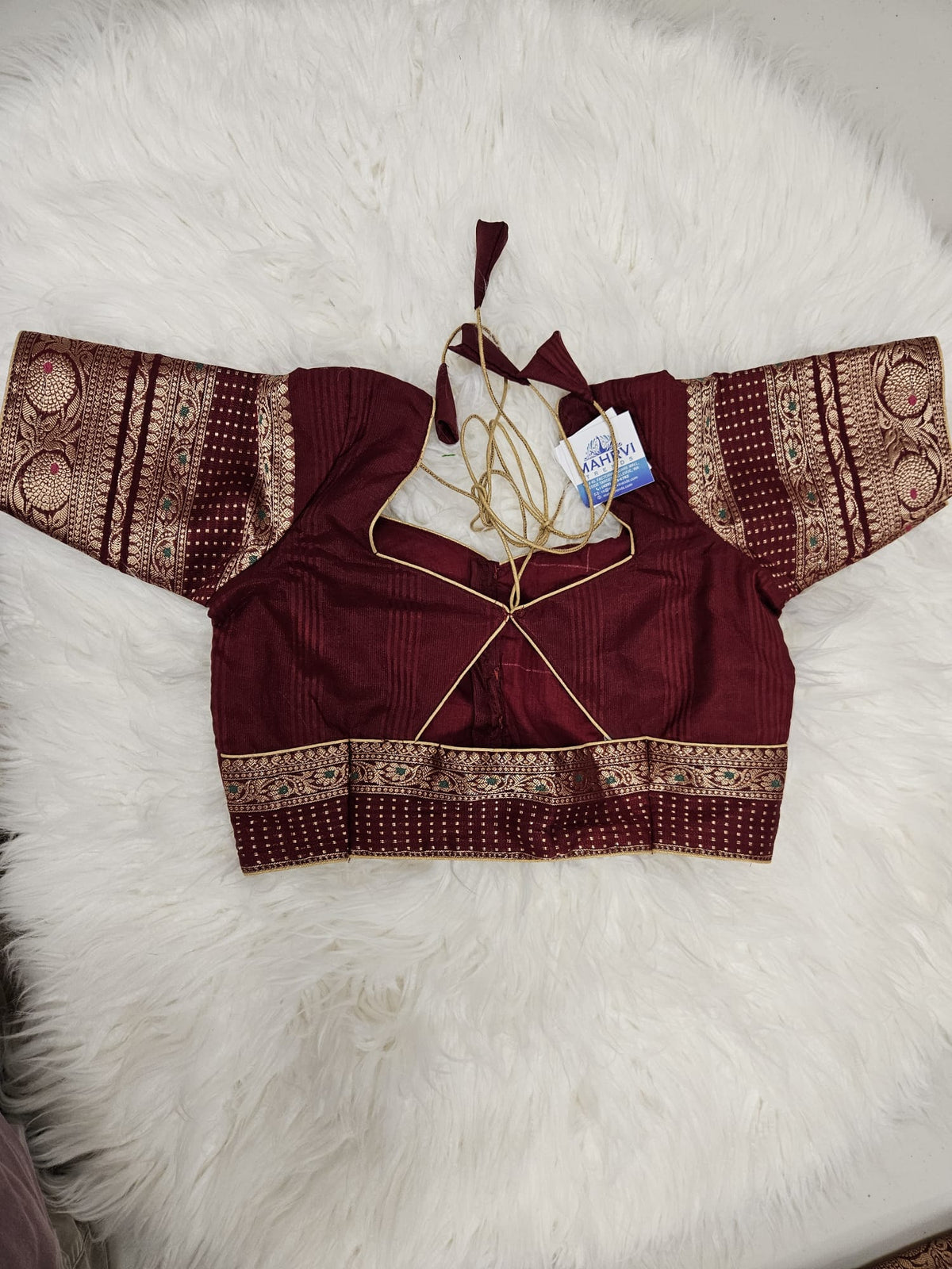 Maroon Designer Blouse with Matching Banarasi Saree – Traditional Woven Saree Set