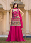 Rani Pink Embroidered Palazzo Suit Set with Dupatta