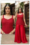 Red Embroidered Indo-Western Palazzo Set with Dupatta