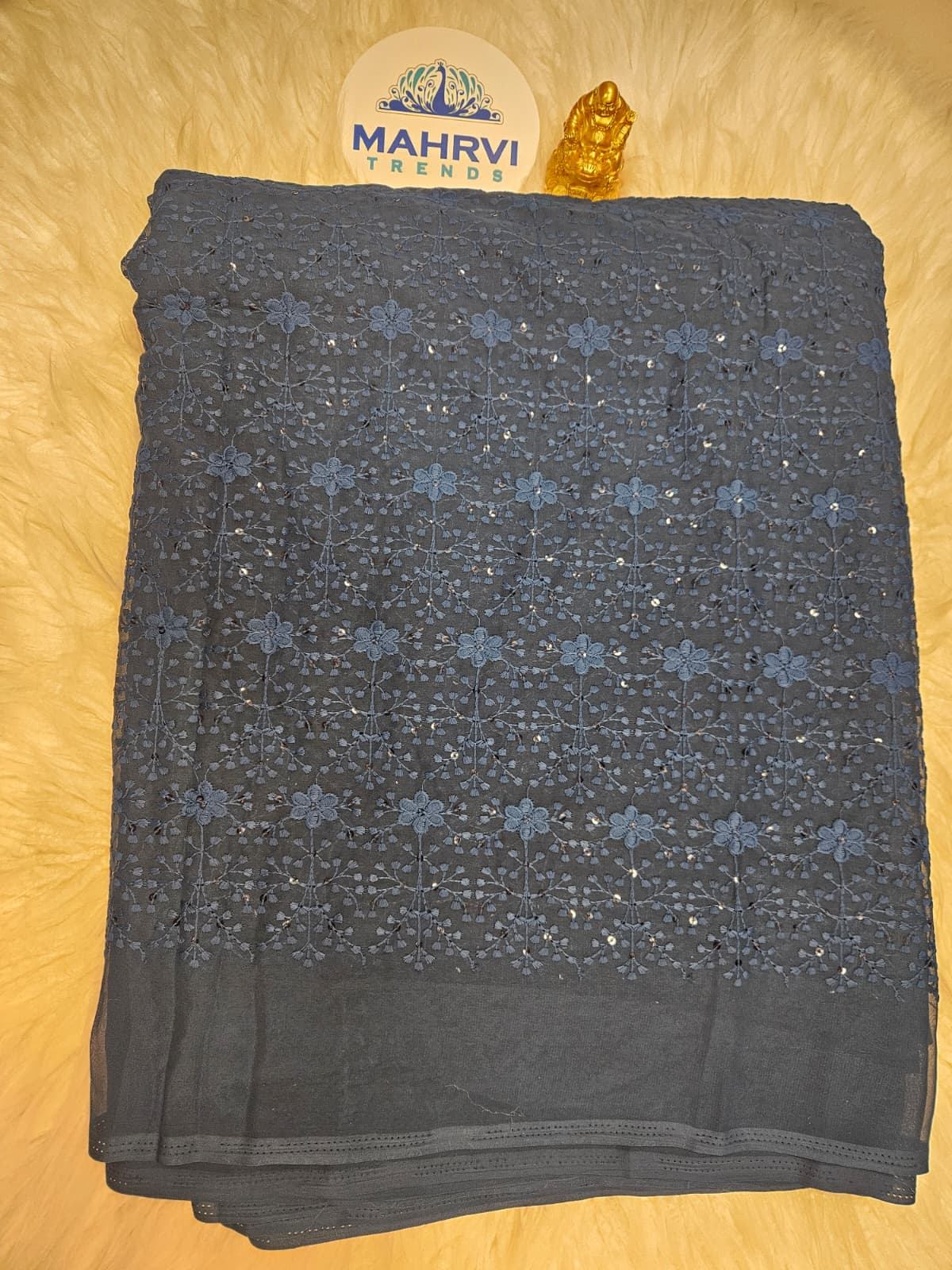 Floral Embroidered Sequin Mesh Lace Fabric | Soft Net Fabric by the Yard | Dress, Saree & Lehenga Material | Multiple Colors