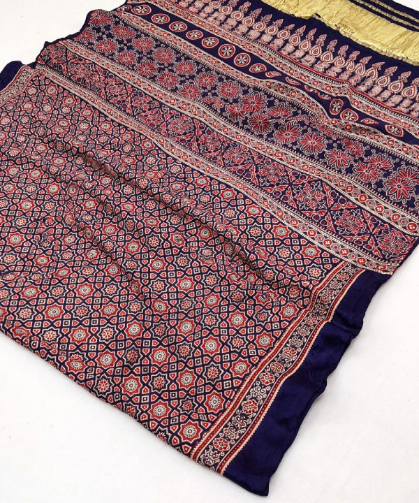 Ajrakh Printed Saree