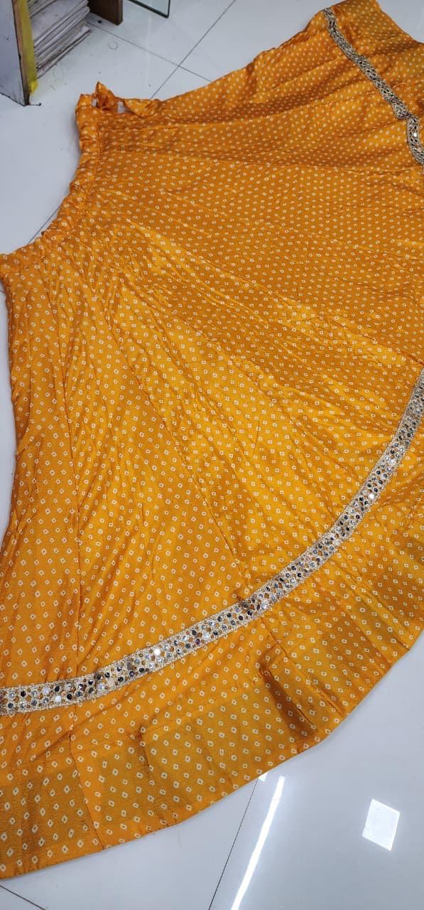 Traditional Printed Ethnic Skirt with Embellished Gold Border