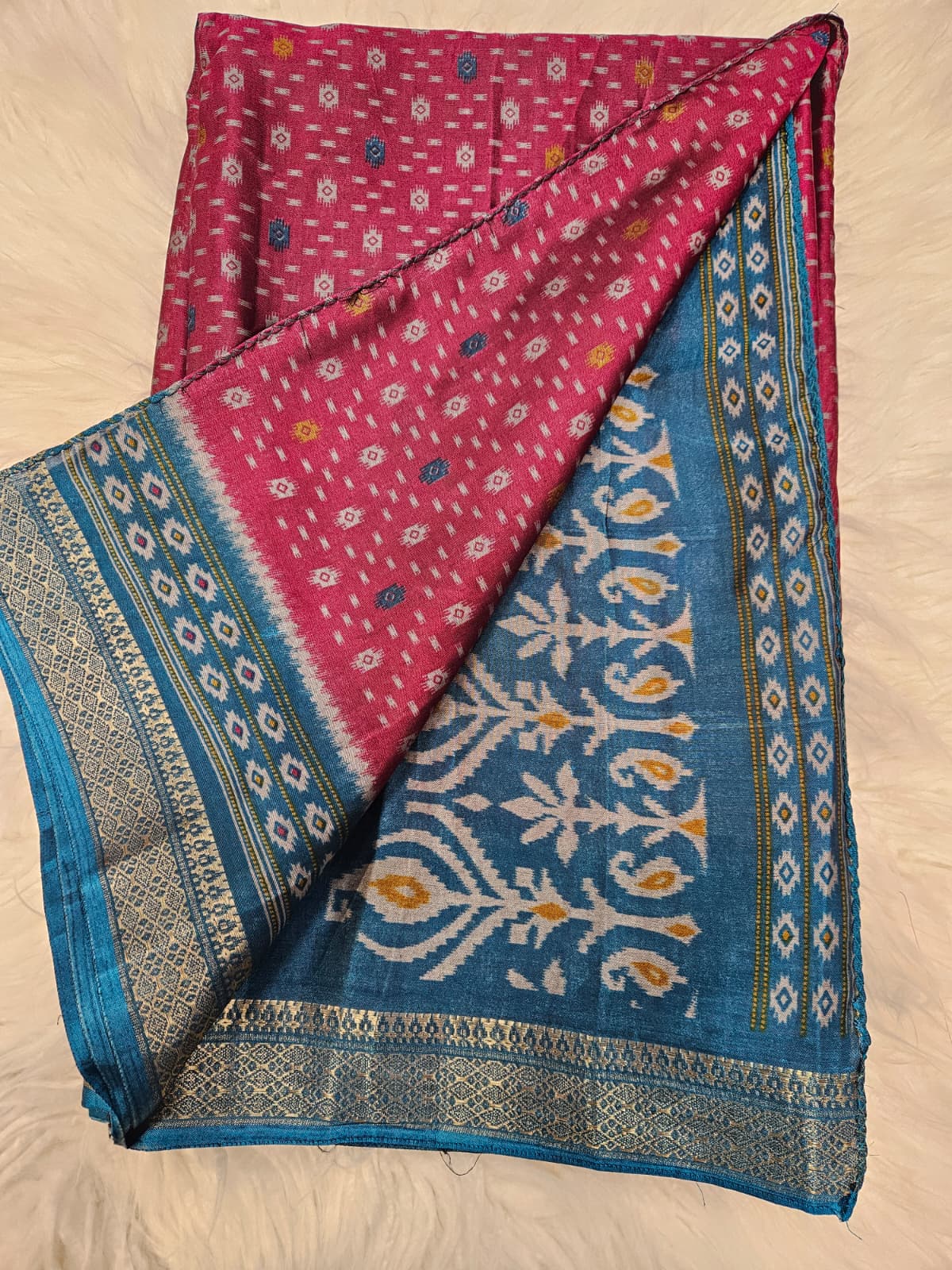 Royal Blue Designer Blouse with Maroon Banarasi Saree – Traditional Silk Saree Set