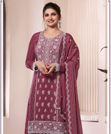 Chinon Embroidered Salwar Suit Set with Dupatta