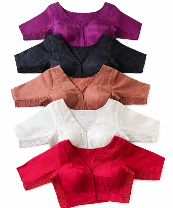 Classic Silk Saree Blouse – Multiple Colors
