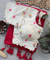 Embroidered Cotton Blouse with Tassel Saree Combo