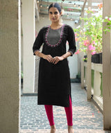 Elegant Cotton Kurti with Intricate Neck Embroidery