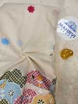 Premium Embroidered Cotton Fabric| Nature-Inspired Border Design | Soft Cotton Fabric for Ethnic & DIY Sewing