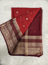 Maroon Designer Blouse with Matching Banarasi Saree – Traditional Woven Saree Set