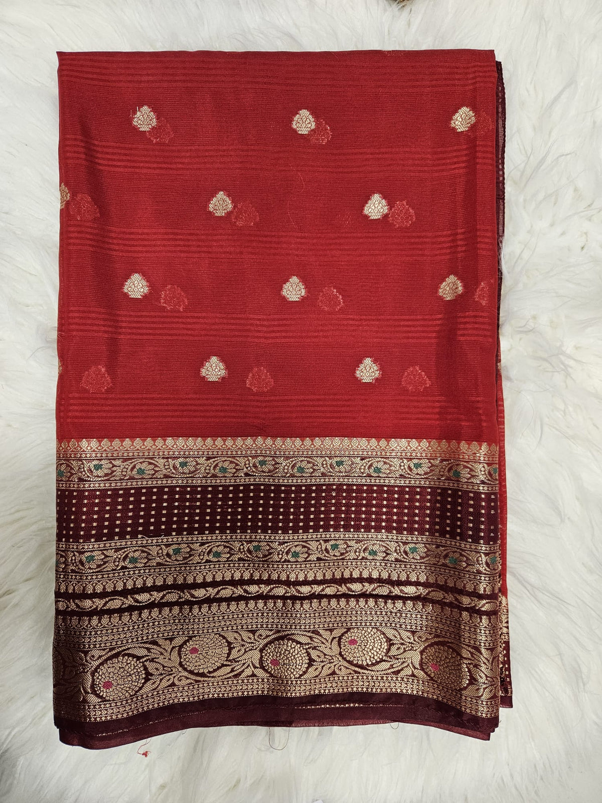 Maroon Designer Blouse with Matching Banarasi Saree – Traditional Woven Saree Set