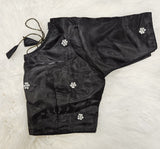 Black Embroidered Designer Blouse with Beige Organza Saree – Elegant Party Wear Saree Set