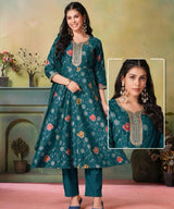 Elegant Floral Embroidered Kurti Set