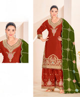 Elegant Silk Embroidered Suit Set
