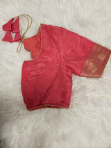 Baby Pink Designer Blouse with Dark Green Banarasi Saree – Elegant Traditional Saree Set