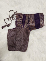 Purple Banarasi Designer Blouse with Matching Purple Saree – Traditional Woven Saree Set