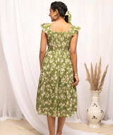 Green Floral Midi Dress