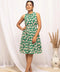 Green Floral Sleeveless Dress