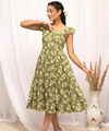 Green Floral Midi Dress