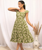 Green Floral Midi Dress