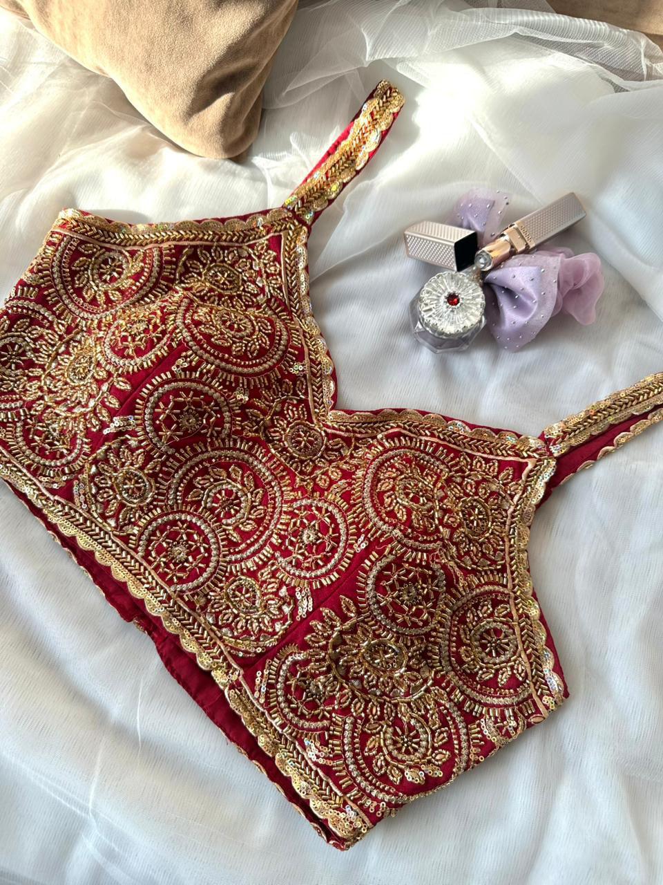 Royal Hand-Embroidered Sequin Designer Blouse