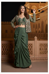 Embroidered Skirt Co-Ord Set with Jacket – Modern Festive Elegance