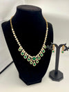 Emerald Teardrop Statement Necklace Set with CZ Diamonds