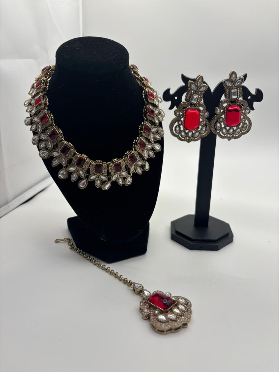 Ruby Victorian Bridal Choker Set