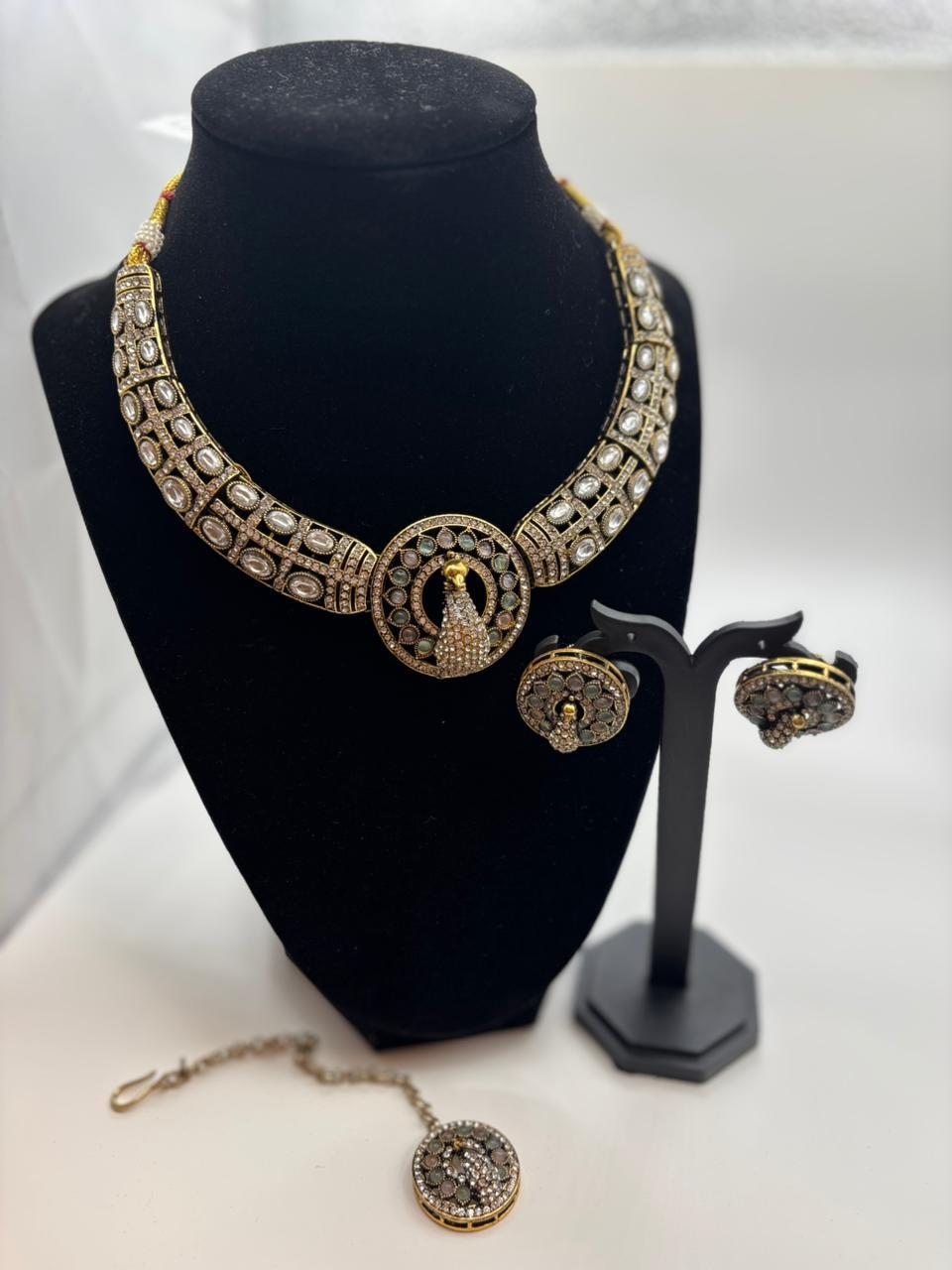 Victorian Peacock Kundan Choker Set