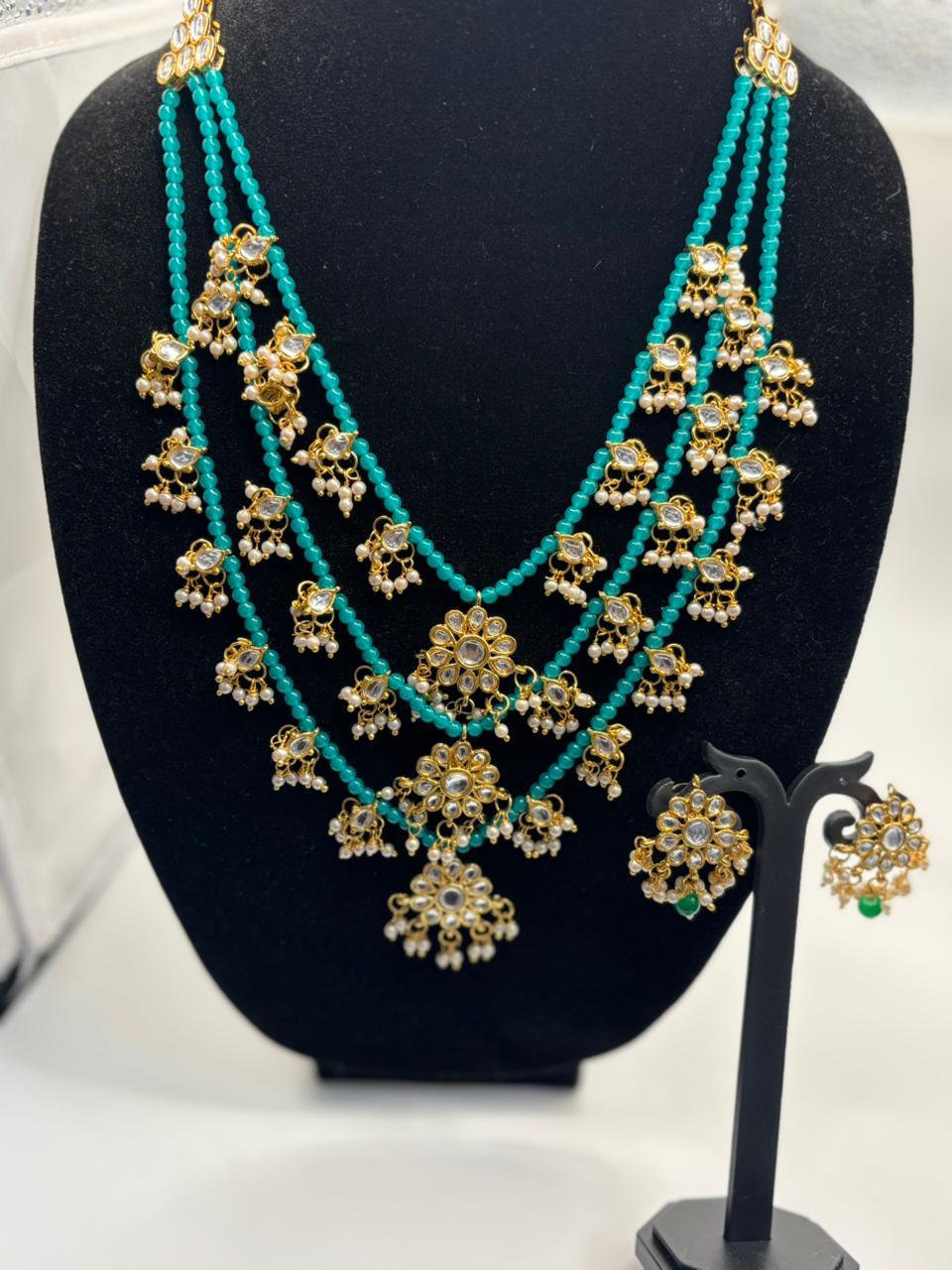 Royal Pearl & Kundan Layered Necklace Set