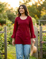 Cotton Embroidered Short Kurti